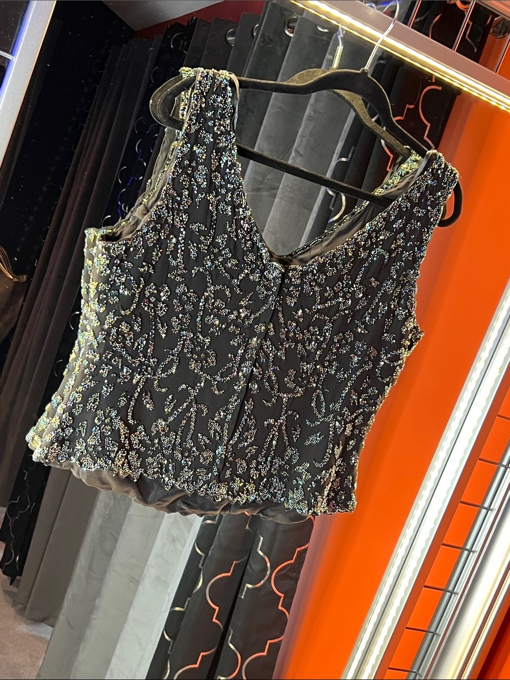 Midnight Gala Hand-Beaded Art Deco Statement Blouse 🌌